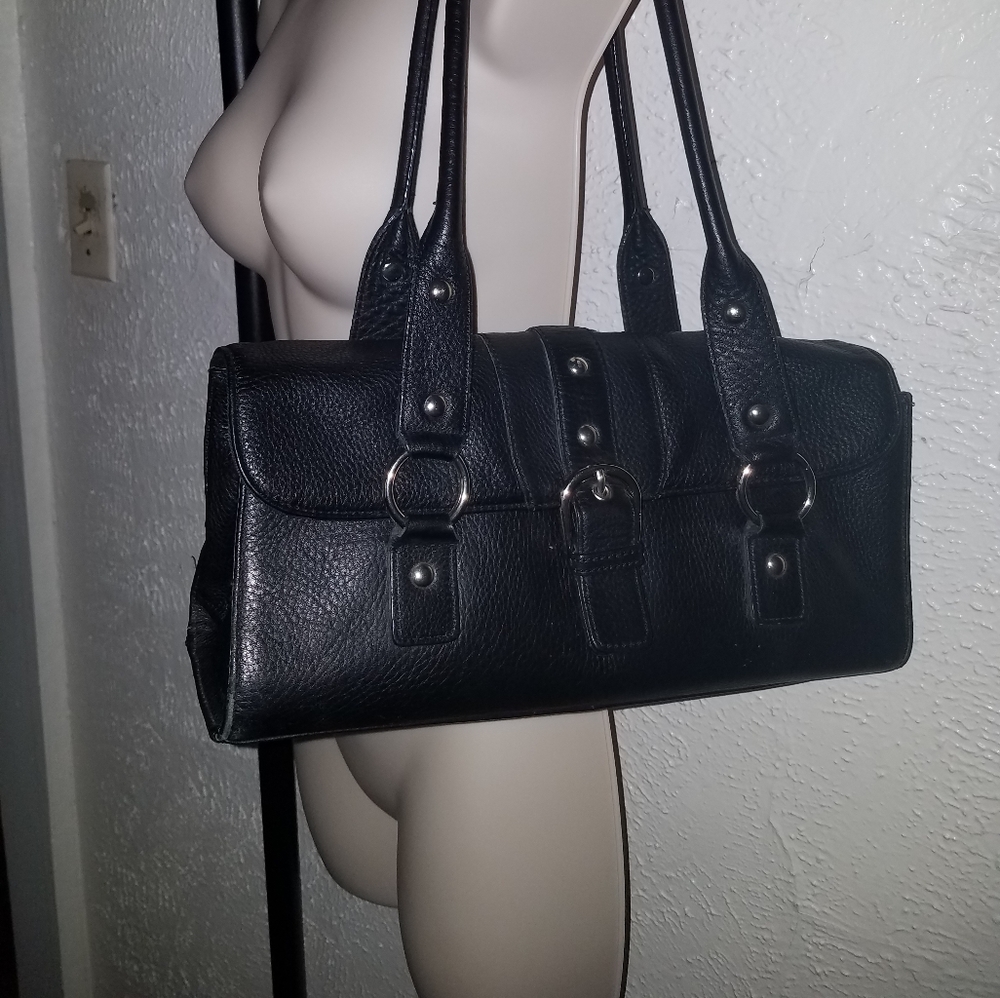 Kate Landry Black Leather Shoulder Bag
